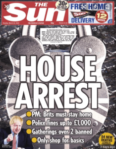 House arrest headline in the Sun newspaper