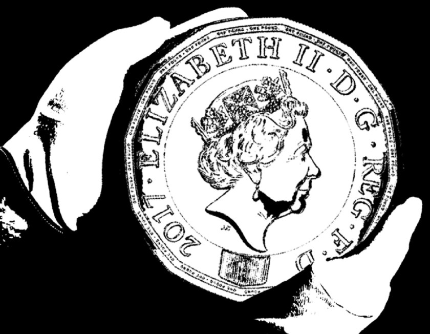 Picture of a British coin.